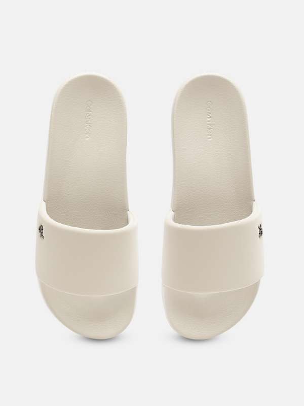 Mens white hotsell calvin klein sliders