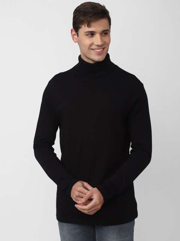 Forever 21 Men Black Solid High Neck Tshirts Buy Forever 21 Men Black Solid High Neck Tshirts online in India