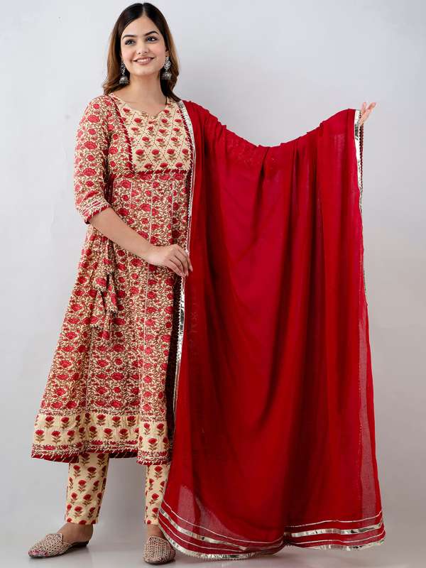 Red churidar shop