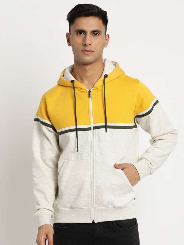 Off white hoodie yellow stripes on sale