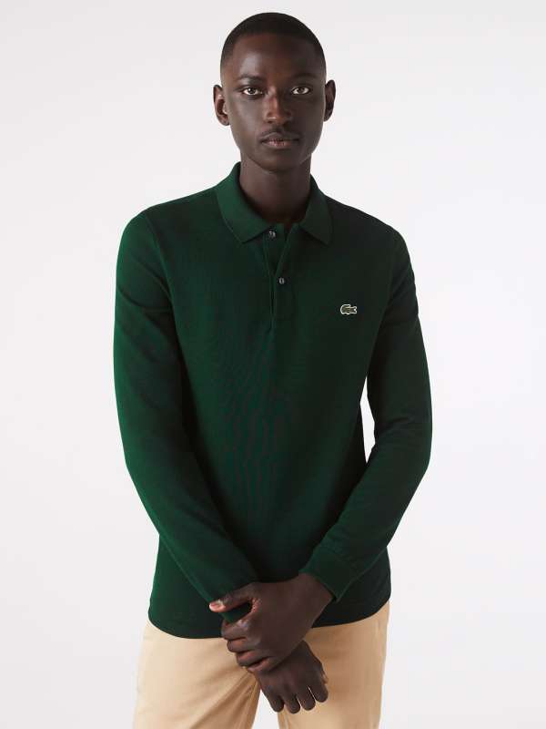 Lacoste green long sleeve polo store