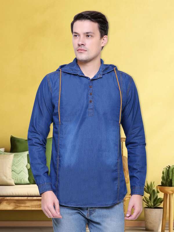 Linen hooded shirt cheap