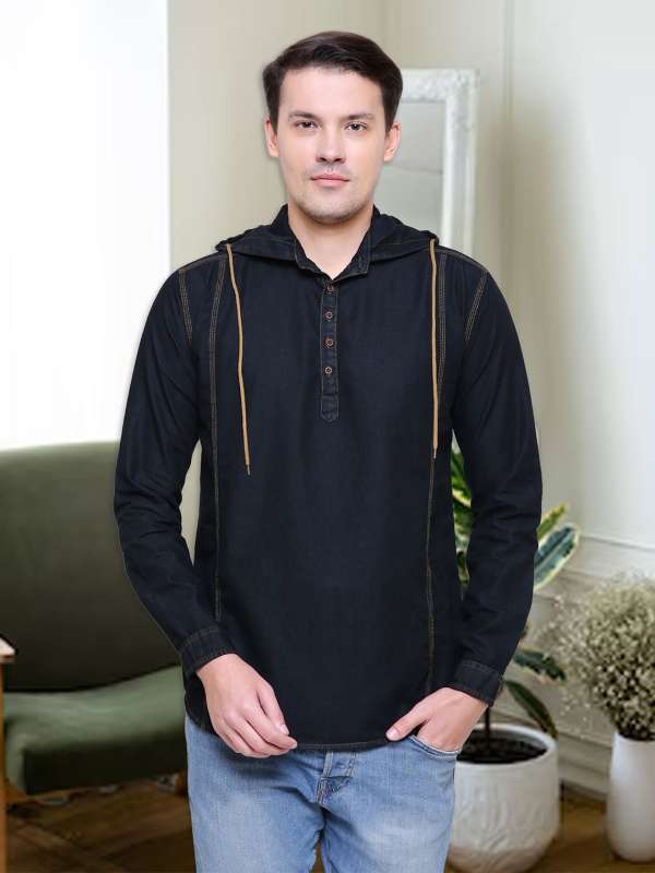 Black hooded shirt sales