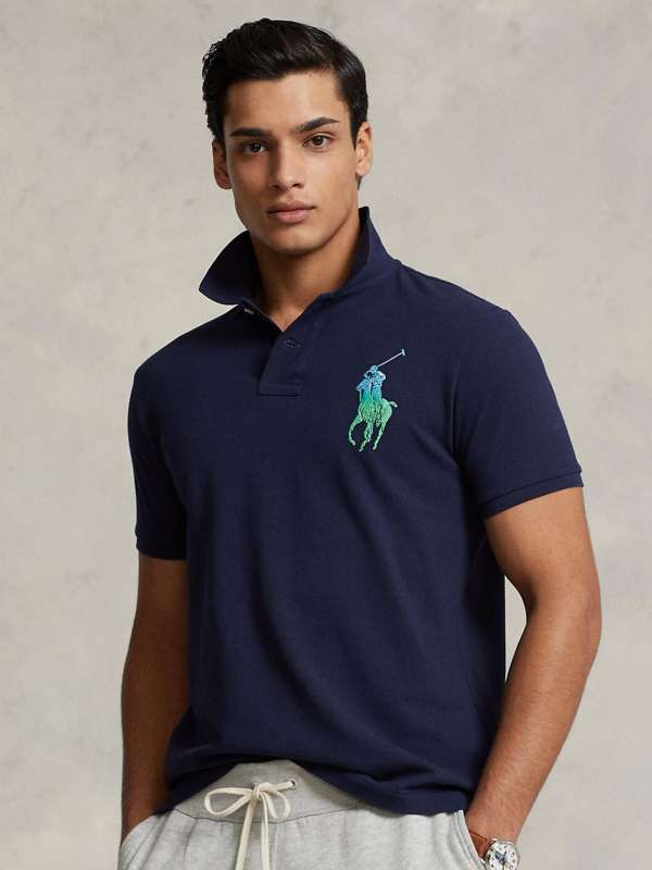Polo Ralph Lauren Navy Blue Solid Collar T Shirt  - Buy Polo  Ralph Lauren Navy Blue Solid Collar T Shirt  online in India