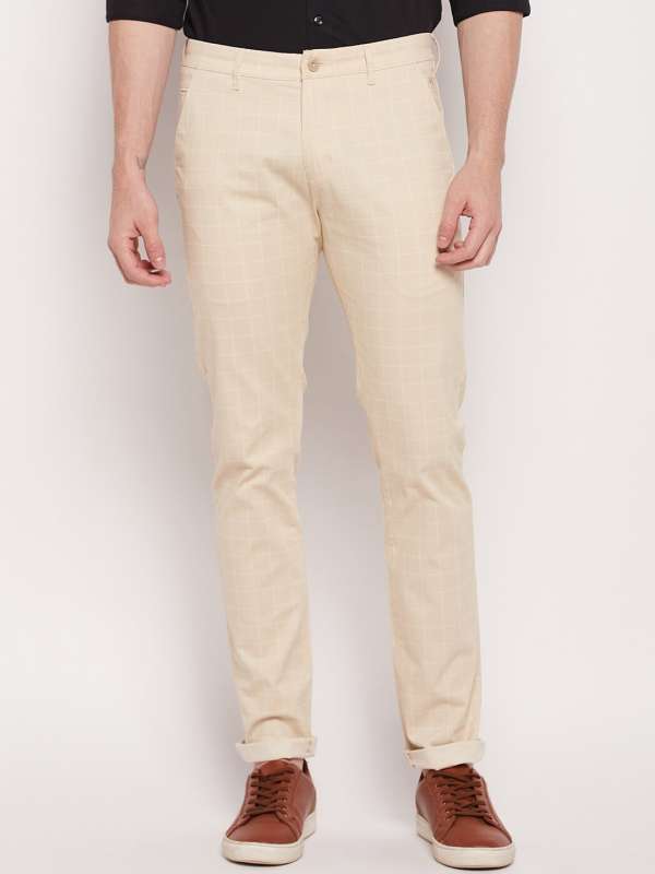 Formal Trouser: Buy Men Light Beige Cotton Formal Trouser Online