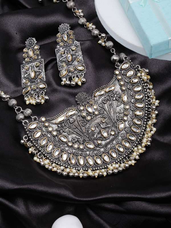 Silver Temple Necklace Jewellery Set Buy Silver Temple Necklace