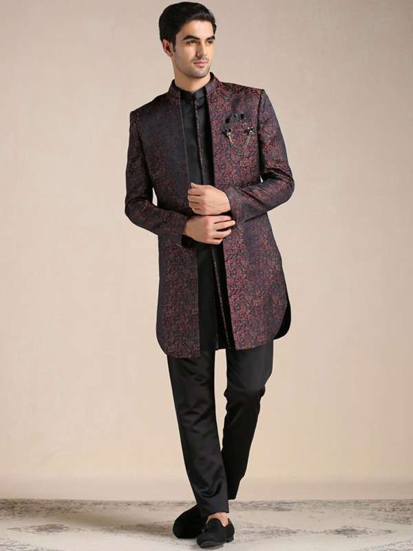 Eternal Black Indowestern & Gold Peshawari