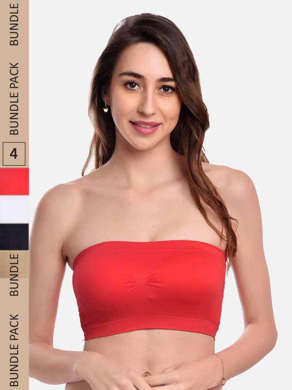 Wireless Bra Strapless Bras Bandeau Accessories Tube Top Pull-On Closure  Good Elasticity for Off Shoulder Clothes Dress Gown wine red