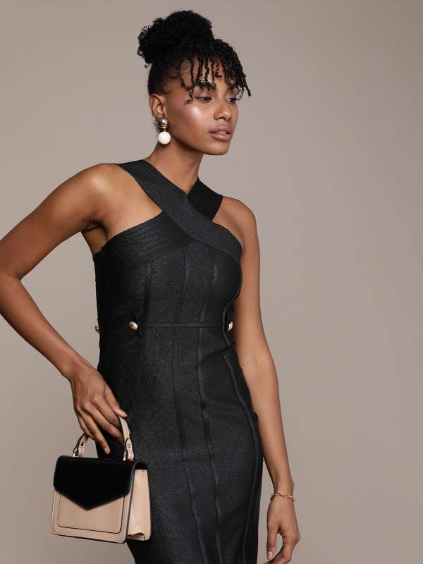 Bebe black hot sale bandage dress