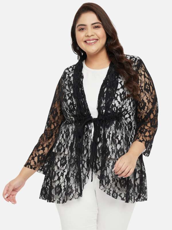Plus size long shrugs top