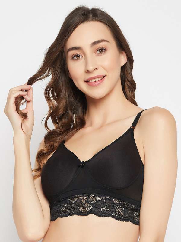 Buy Clovia Black Lace Under Wired Padded Push-up Bra for Women