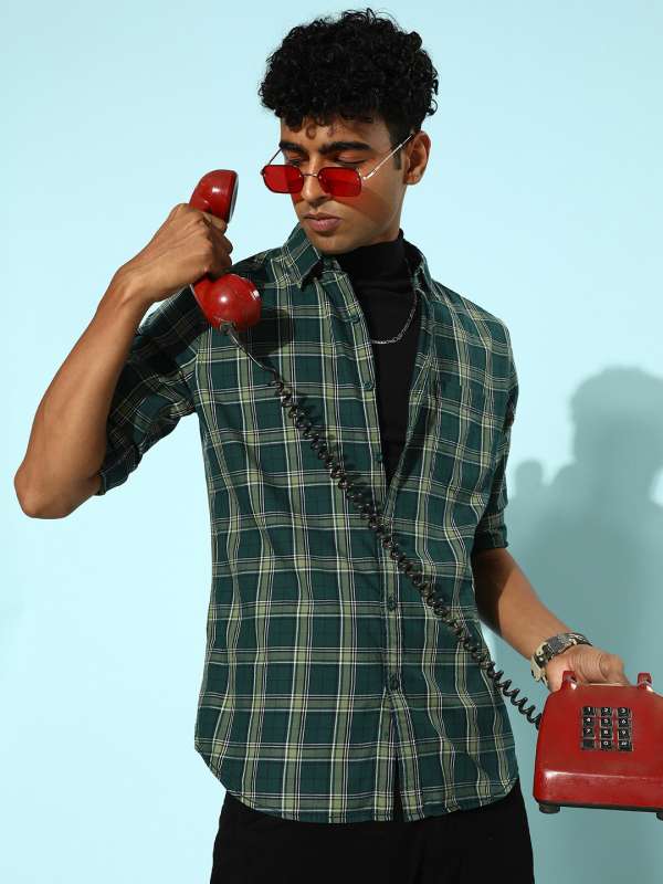Dark green cheap casual shirt