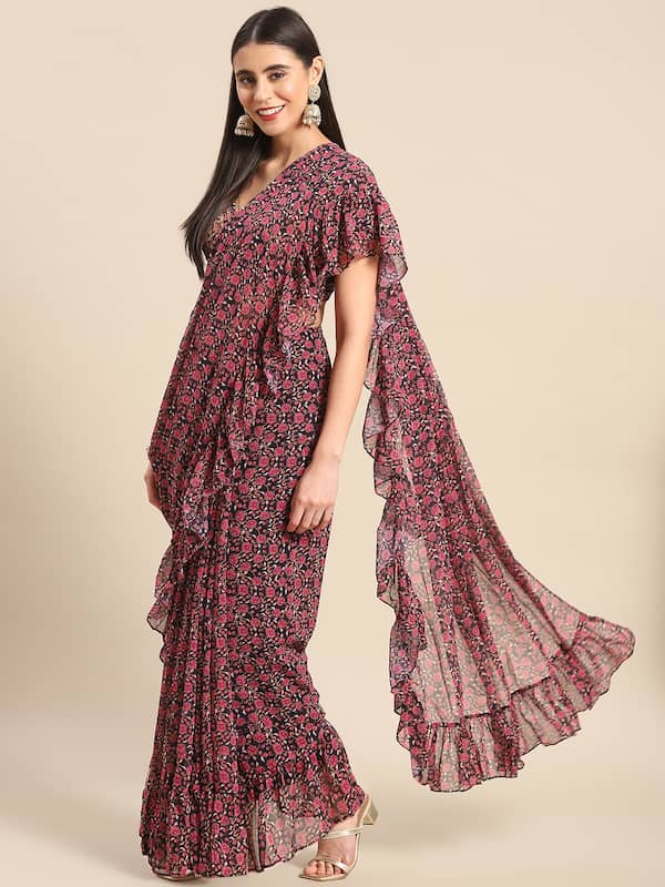 RI Ritu Kumar Embroidered Sarees : Buy RI.Ritu Kumar Deep Teal Yamini  Embroidered Saree With Unstitched Blouse Online | Nykaa Fashion