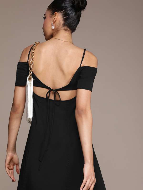 Calvin klein black hotsell off shoulder dress