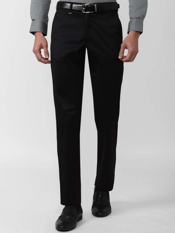 Black Solid AnkleLength waist rise Formal Men Slim Fit Trousers   Selling Fast at Pantaloonscom