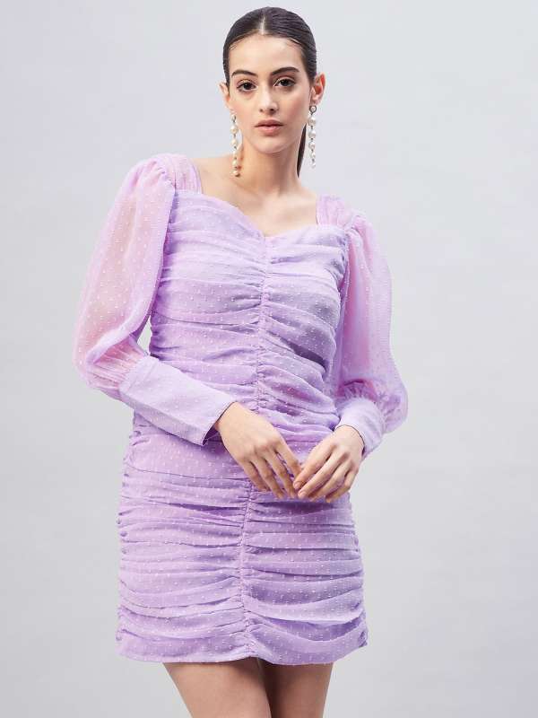 Buy Carlton London Women Casual Sky Blue Colour Knee Length Solid Dress  online