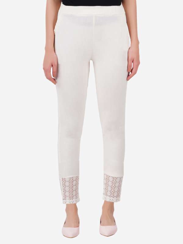 Straight lace trousers  White  Ladies  HM IN