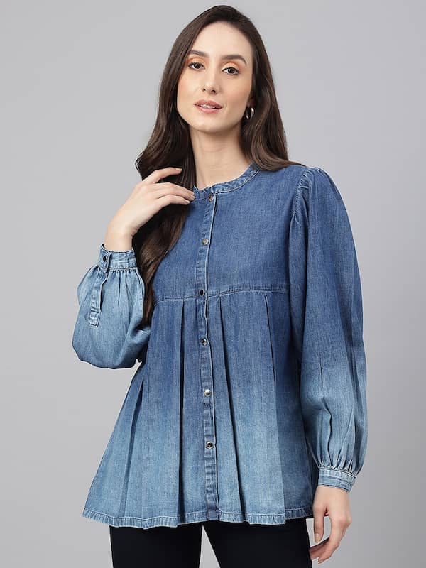 Cotton Printed Multi Color Jeans Top Online For Girls Wear – Saree Suit-saigonsouth.com.vn