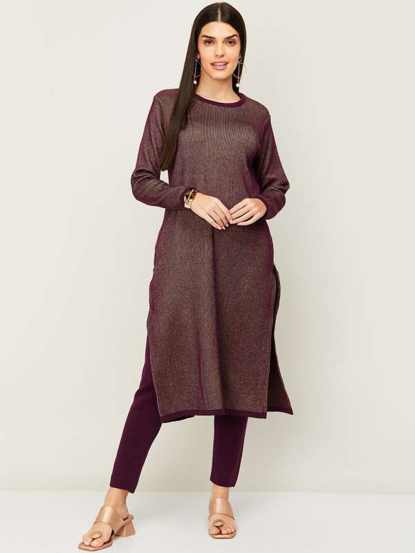 Melange By Lifestyle Purple Kurtas Buy Melange By Lifestyle