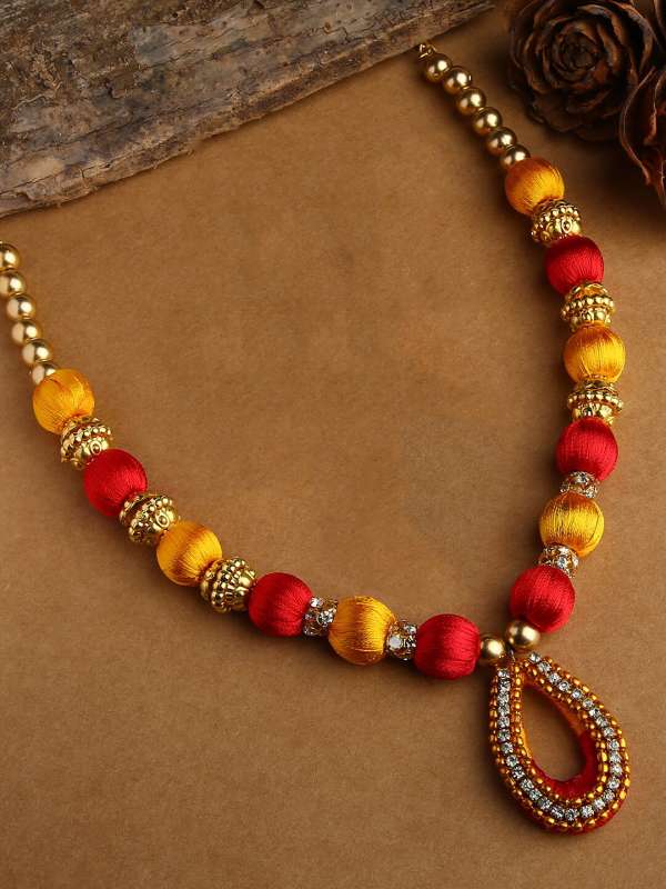 Silk thread jewellery set on sale online shopping