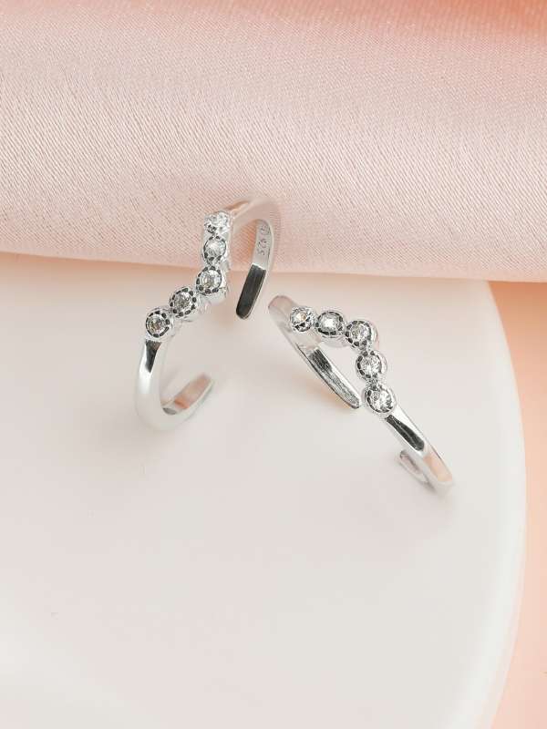 Silver Toe Ring Stacking Pair