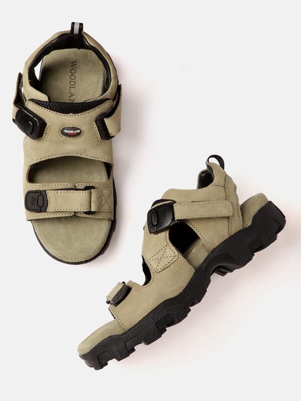 Buy Men Camel Brown Nubuck Leather Comfort Sandals online | Looksgud.in
