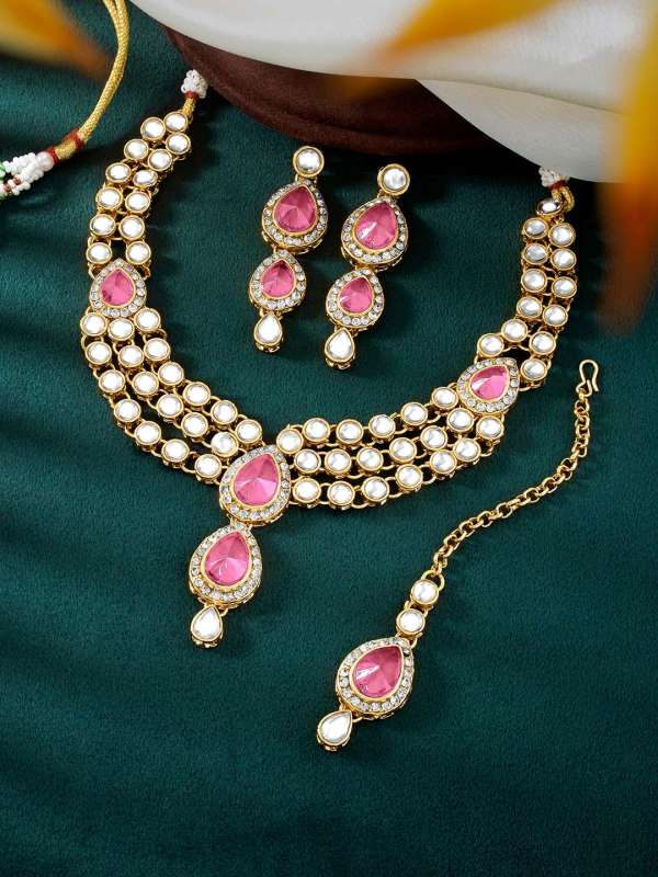 Dark pink jewellery set best sale