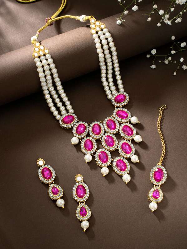 Magenta Jewellery Set Buy Magenta Jewellery Set online in India