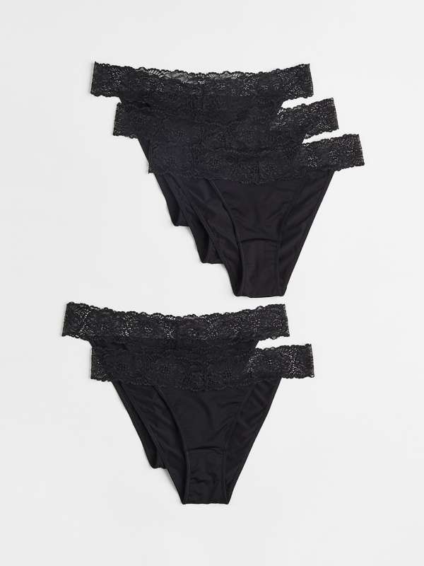 5-pack lace thong briefs - Black - Ladies
