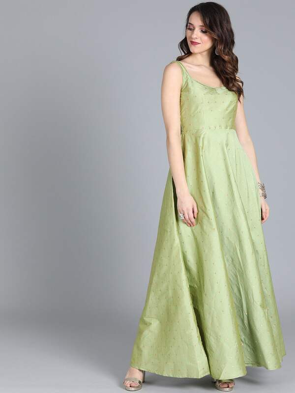 Buy I am Design Green Silk Ikat Gown Online  Aza Fashions
