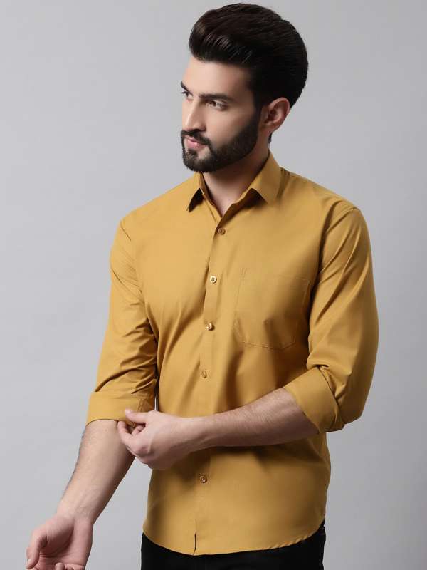 Mustard colour best sale shirt