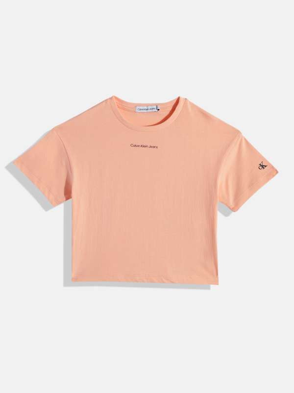 CALVIN KLEIN GLOSSY Monogram Slim T-ShirtS - Blush Pink