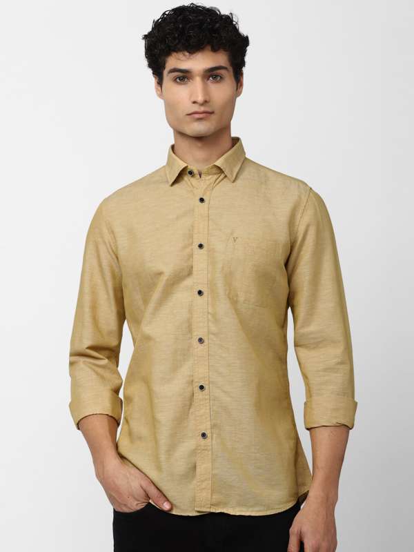 Van Heusen cotton light yellow stripe shirt - G3-MFS11870