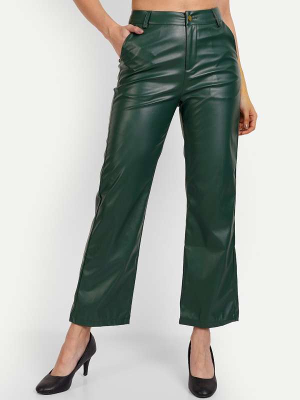 faux leather trousers tan