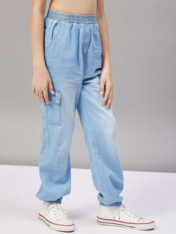 Mareya Trade  Fashion girls cargo pants 2020 kids clothing girls 8 to 12  spring kids loose cotton solid color pocket pants 312yrs