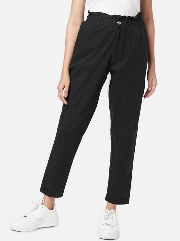Honey Women Solid Straight Fit Black Trousers  Selling Fast at Pantaloons com
