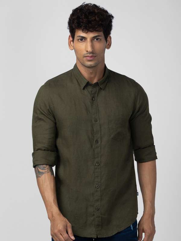 Spykar olive green shirt sales