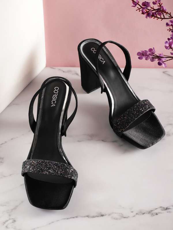 Leather black block heels deals