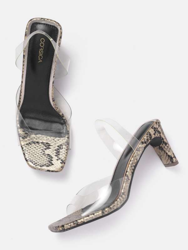 Grey snake print block heels 2025