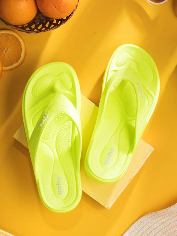Lime green flip flops sales
