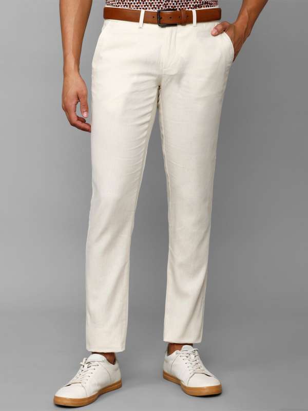 Buy Allen Solly Sky Blue Linen Regular Fit Checks Trousers for Mens Online   Tata CLiQ
