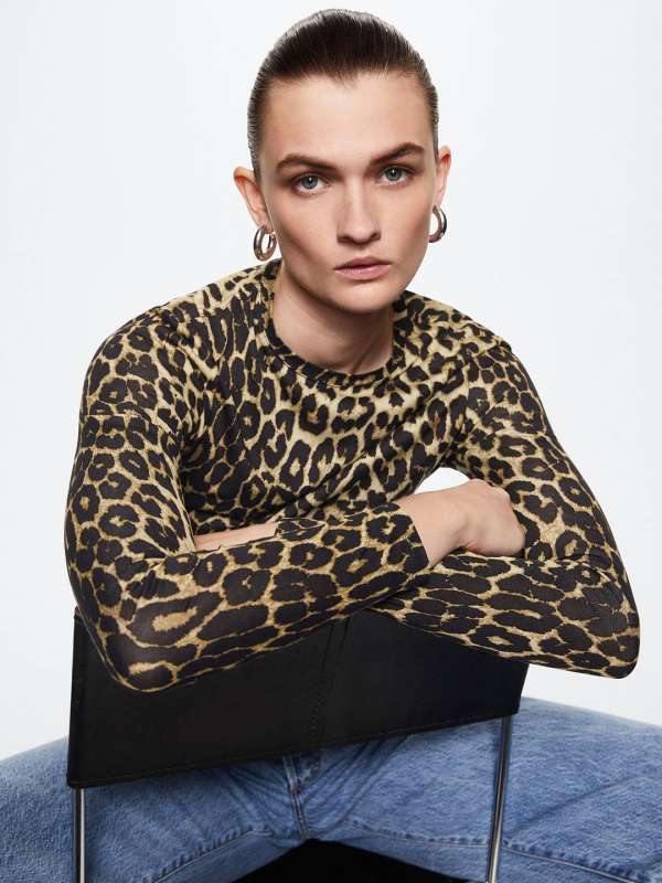 Warehouse leopard motif sweatshirt best sale