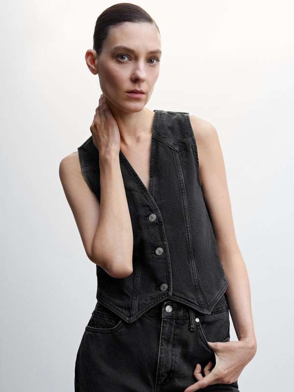 Denim cheap waistcoat women