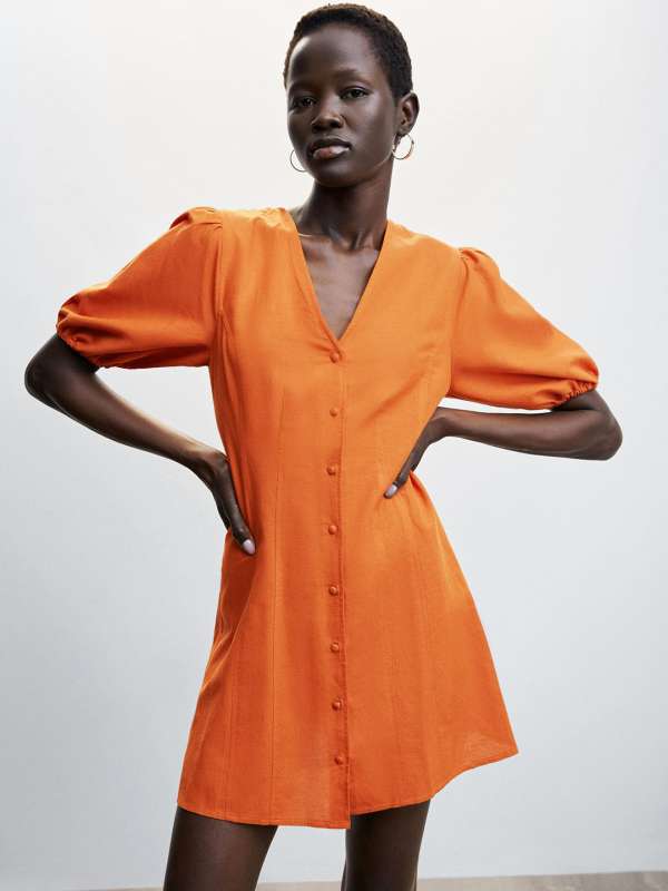 Orange button up top dress