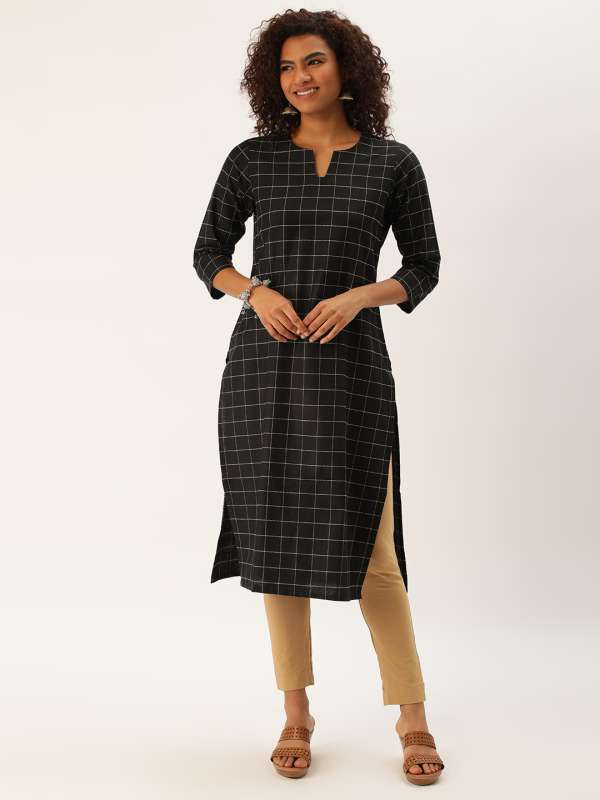 Checked straight cheap kurta