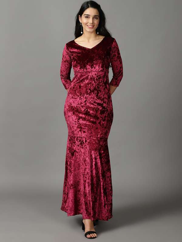 Aggregate 176+ velvet dress myntra super hot jtcvietnam.edu.vn