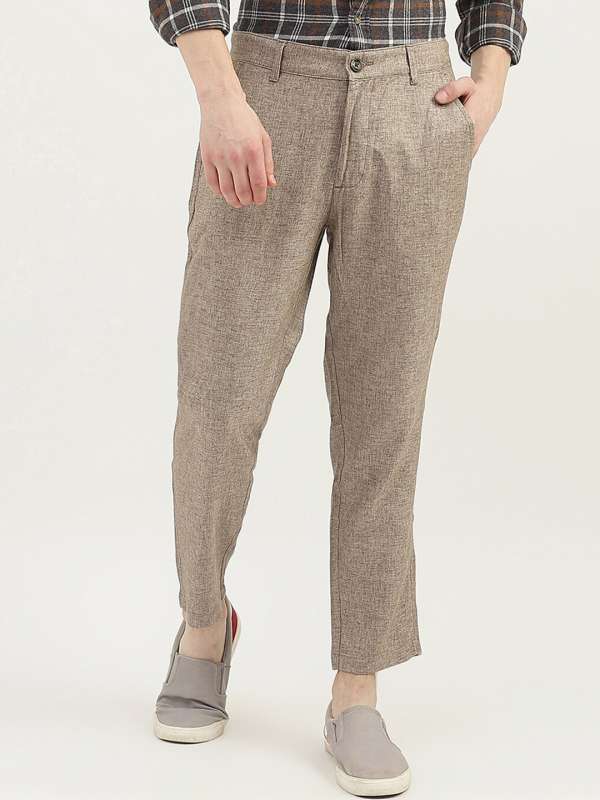 MAUVAIS Grey Check Cropped Trousers with Detachable Chain  MAUVAIS   MAUVAIS UK