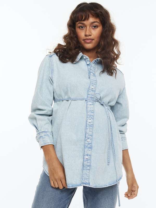 Tie belt denim shirt 2025