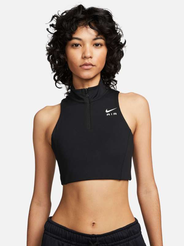 Nike Training Air Mock zip neck cropped bra top in white