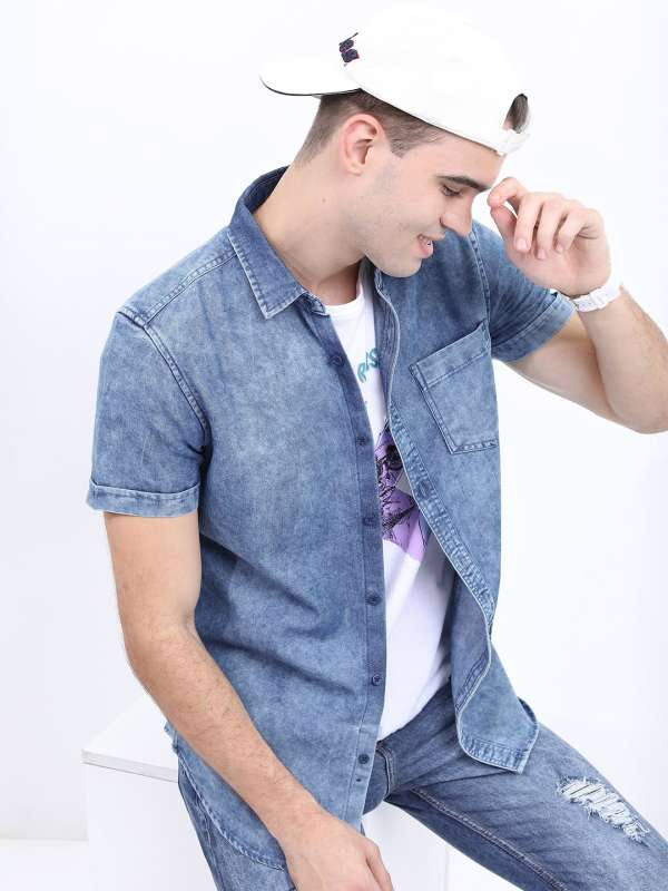 Black jeans blue shirt sales men